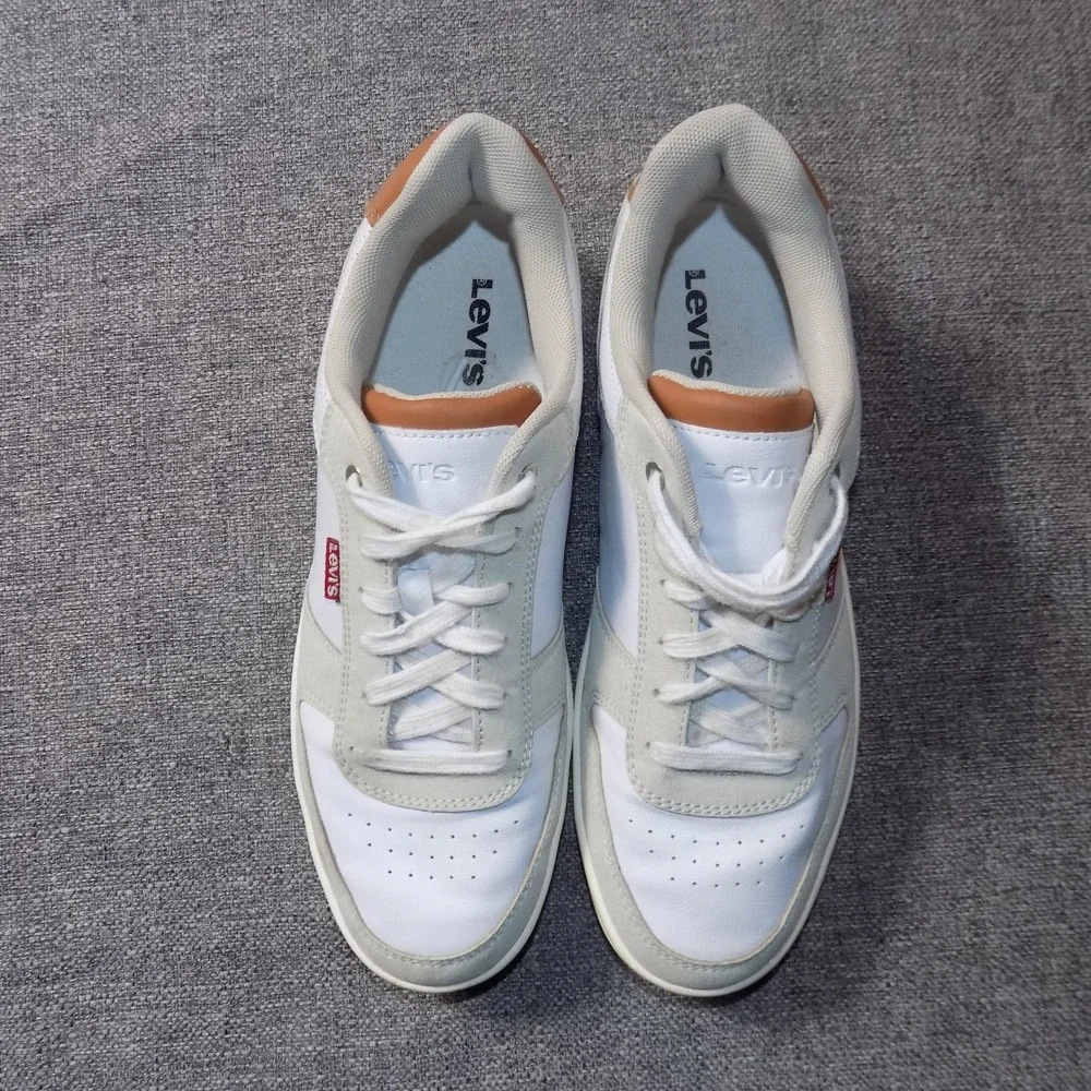 Levi's Low Top Sneaker Mens 8.5 White Grey Good 50013721 Gum Sole Casual Shoes